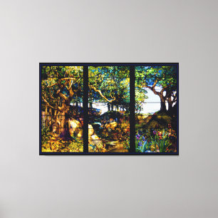 Tiffany Landscape Glas in lood Venster Canvas Afdruk