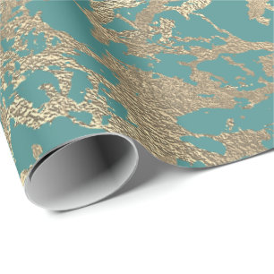 Tiffany Marine Molten Gold Marble Shiny Metallic Cadeaupapier