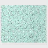Tiffany Mint Aqua Linnen Zilver Sparkly Laurel Cadeaupapier (Vlak)