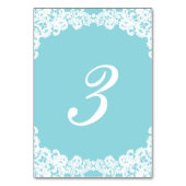 Tiffany/Mint blauwe elegante kant trouwtafel kaart (Voorkant)