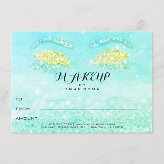 Tiffany Mint Glitter Makeup Certificate Gift (Voorkant)