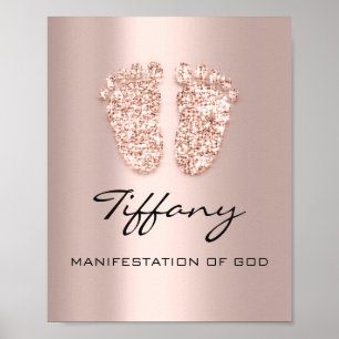 Tiffany Name Betekenis nieuwe Baby Feet Roos Gift Poster