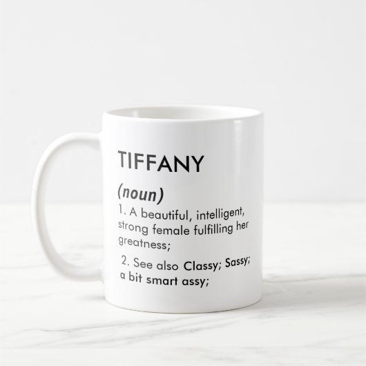 Tiffany name, Editable name, Custom name Koffiemok (Links)