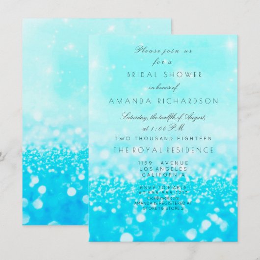 Tiffany Ocean Blue Aqua Glitter Vrijgezellenfeest Kaart (Voorkant / Achterkant)