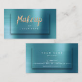 Tiffany Ocean Gold Typograaf Makeup Artist 3D Visitekaartje (Voorkant / Achterkant)