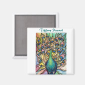 Tiffany Peacock Glas in lood stijl ART Magnet! Magneet (Voorkant / Achterkant)