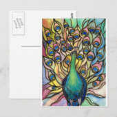 Tiffany Peacock Glas in lood style ARTpostcard Briefkaart (Voorkant / Achterkant)