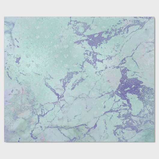 Tiffany Pink Aqua Sapphire Paarse marmer Cadeaupapier (Vlak)