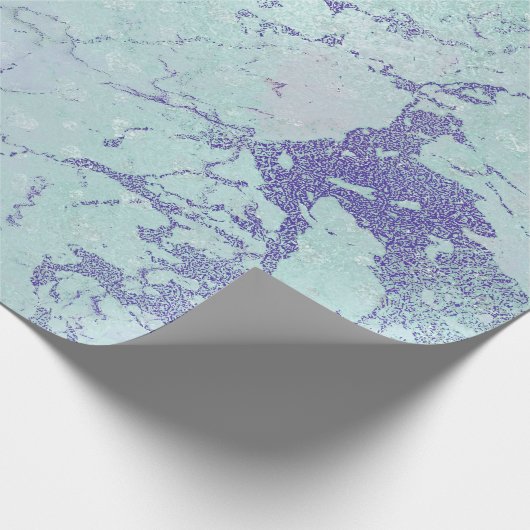 Tiffany Pink Aqua Sapphire Paarse marmer Cadeaupapier (Hoek)