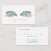 Tiffany roze ombre lashes Exention Makeup Glitter Afsprakenkaartje (Voorkant / Achterkant)