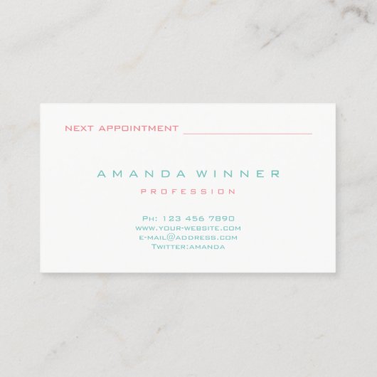 Tiffany roze ombre lashes Exention Makeup Glitter Afsprakenkaartje (Achterkant)