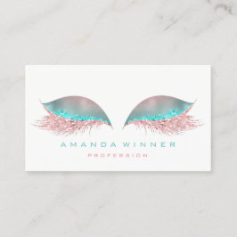 Tiffany roze ombre lashes Exention Makeup Glitter Afsprakenkaartje