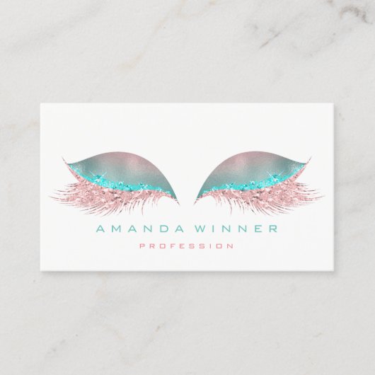 Tiffany roze ombre lashes Exention Makeup Glitter Afsprakenkaartje (Voorkant)