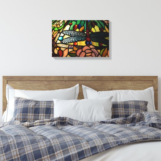 Tiffany Sluit Glas in lood lamp Shade Canvas Afdruk (Insitu (Slaapkamer))