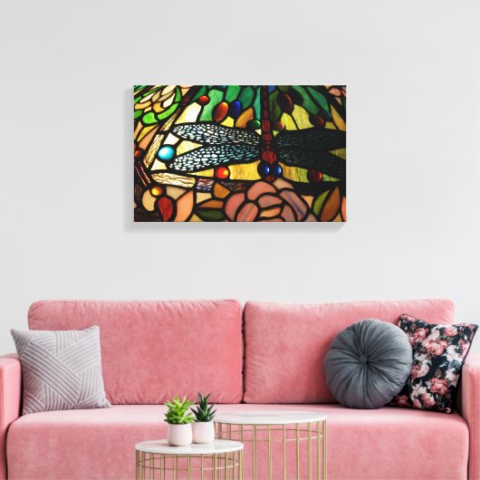 Tiffany Sluit Glas in lood lamp Shade Canvas Afdruk (Insitu (Woonkamer))