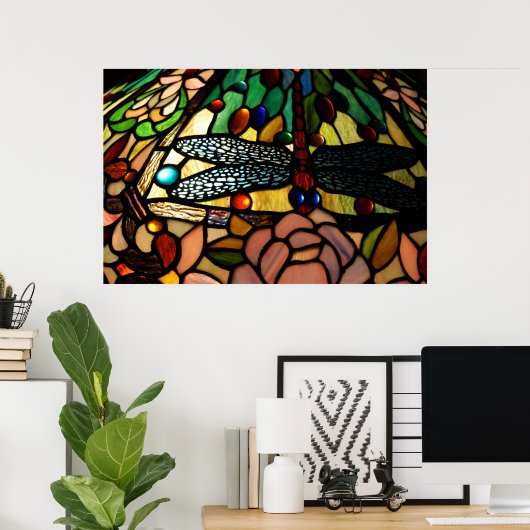 Tiffany Sluit Glas in lood lamp Shade Poster (Thuiskantoor)