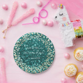 Tiffany Smaragd Glitterende Foxier Gouden Krans Gu Papieren Bordje (Feest)