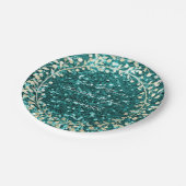 Tiffany Smaragd Glitterende Foxier Gouden Krans Gu Papieren Bordje (Gekanteld)