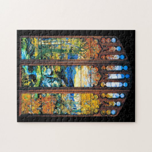 Tiffany Stained Glass Window Fall Landscape Puzzle Legpuzzel (Horizontaal)