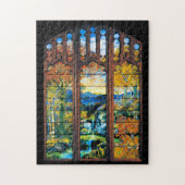Tiffany Stained Glass Window Fall Landscape Puzzle Legpuzzel (Verticaal)