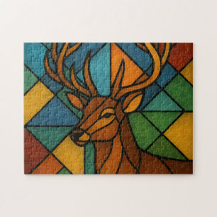 Tiffany-stijl Gebrandschilderd Glasontwerp met Her Legpuzzel