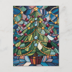 Tiffany-stijl Gebrandschilderde Kerstboom Briefkaart