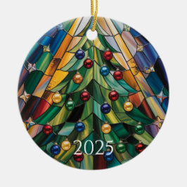 Tiffany-stijl Gebrandschilderde Kerstboom Keramisch Ornament
