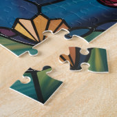Tiffany-stijl Gebrandschilderde Kerstboom Legpuzzel (Zijkant)