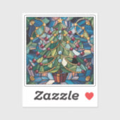 Tiffany-stijl Gebrandschilderde Kerstboom Sticker (Vel)