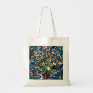 Tiffany-stijl Gebrandschilderde Kerstboom Tote Bag