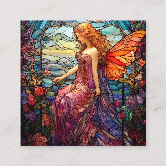 Tiffany stijl Glas in lood magische fee Informatiekaartje (Voorkant)