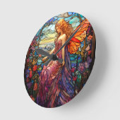 Tiffany stijl Glas in lood magische fee Ronde Klok (Hoek)