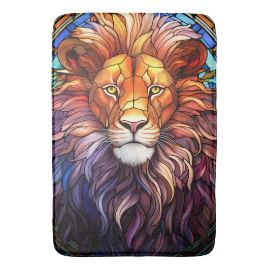 Tiffany-stijl Glas in lood Majestic Lion Badmat (Voorkant Verticaal)