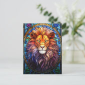 Tiffany-stijl Glas in lood Majestic Lion Briefkaart (Staand voorkant)