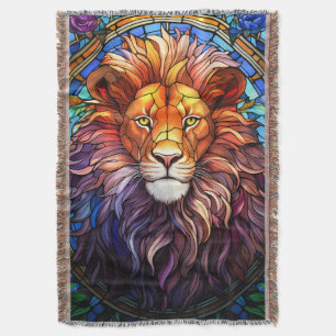 Tiffany-stijl Glas in lood Majestic Lion Deken