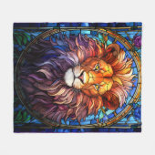 Tiffany-stijl Glas in lood Majestic Lion Fleece Deken (Voorkant (Horizontaal))