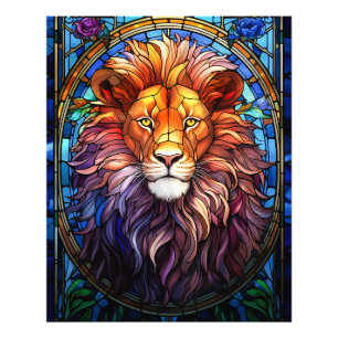Tiffany-stijl Glas in lood Majestic Lion Foto Afdruk