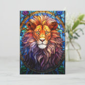 Tiffany-stijl Glas in lood Majestic Lion Kaart (Staand voorkant)