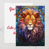 Tiffany-stijl Glas in lood Majestic Lion Kaart (Voorkant / Achterkant)