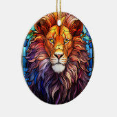 Tiffany-stijl Glas in lood Majestic Lion Keramisch Ornament (Rechts)