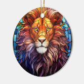 Tiffany-stijl Glas in lood Majestic Lion Keramisch Ornament (Links)