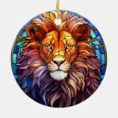Tiffany-stijl Glas in lood Majestic Lion Keramisch Ornament (Achterkant)