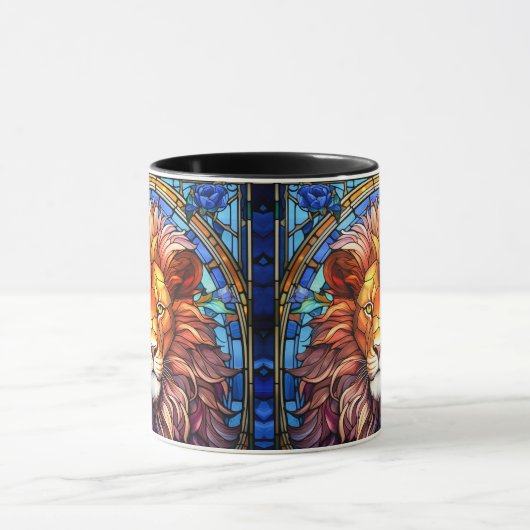 Tiffany-stijl Glas in lood Majestic Lion Mok (Midden)