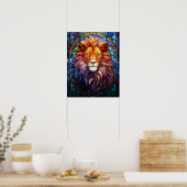 Tiffany-stijl Glas in lood Majestic Lion Poster (Keuken)