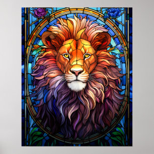 Tiffany-stijl Glas in lood Majestic Lion Poster