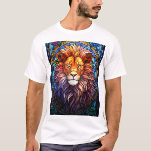 Tiffany-stijl Glas in lood Majestic Lion T-shirt