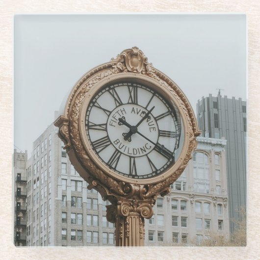 Tiffany Street Clock in New York Glazen Onderzetter (Voorkant)