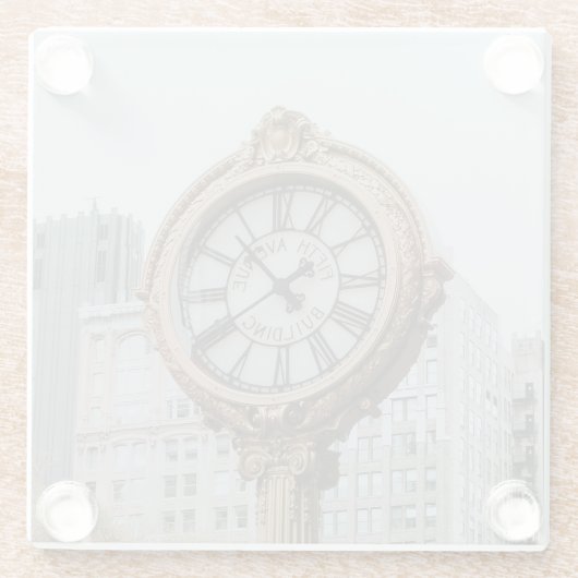 Tiffany Street Clock in New York Glazen Onderzetter (Achterkant)