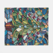 Tiffany-Style Gebrandschilderde Kerstboom Fleece Deken (Voorkant (Horizontaal))
