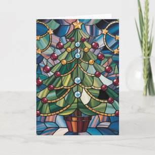 Tiffany-Style Gebrandschilderde Kerstboom Kaart